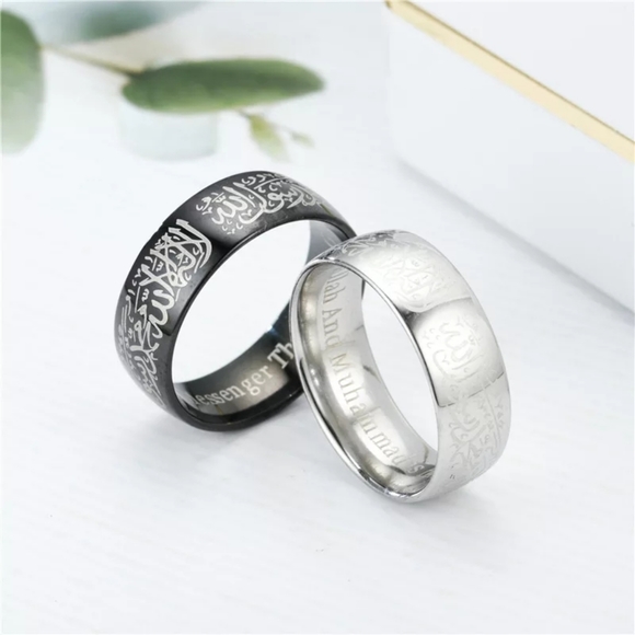 Stainless steel Arabic letters statement rings - Picture 4 of 6